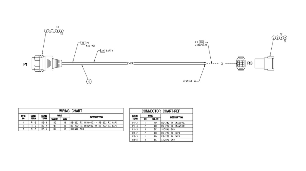Cable Assy, NAV-900 to Nav III, AutoPilot